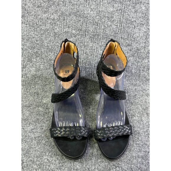 White Mountain Womens 9.5M black Sundown Leather Open Toe Casual Ankle Strap 2" - Picture 3 of 16